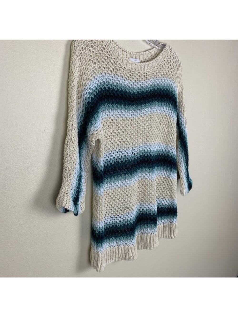 J Jill Womens S Sweater Pullover Dolman Open Knit Beach Linen Blend Boho Crochet - Picture 4 of 13